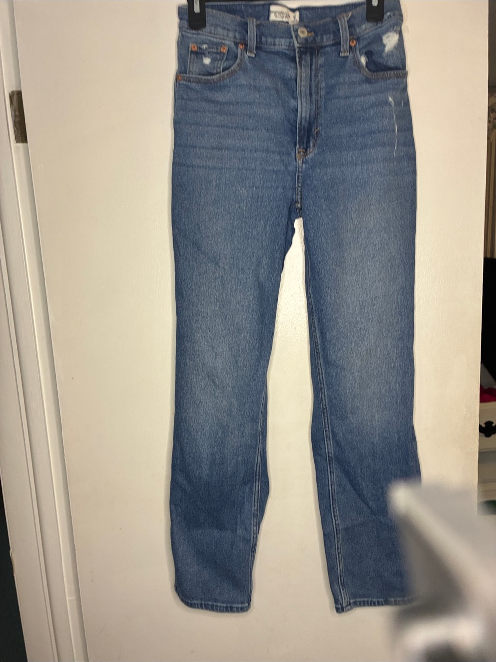 Abercrombie & Fitch Medium Blue Ultra High-Rise Straight Leg Jeans